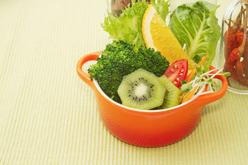 fusion food, fruit and vegetable salad