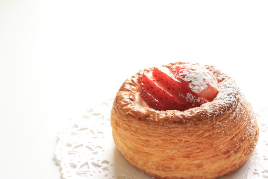 strawberry danish pastery for sweet bread image