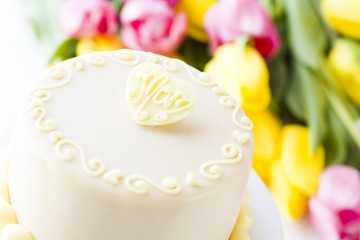 White chocolate honey lavender cake