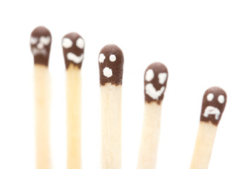 matches with painted faces