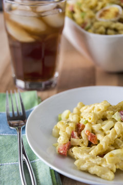 Amish Macaroni Salad Made With Gemelli Pasta