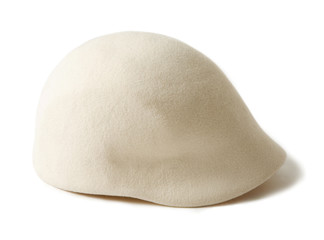 Stylish cloche-like white wool felt cap
