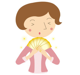 金券を持って感激する女性