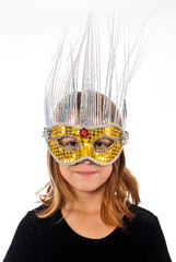 Young Caucasian Female Child Wearing a Mask