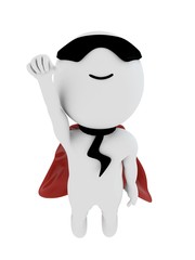 3d super stylish hero with red cape and wearing mask