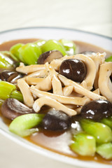 Chinese vegetable, stir fried vegetable and mushroom in sauce