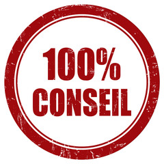 Grunge Stempel rot rund 100% CONSEIL