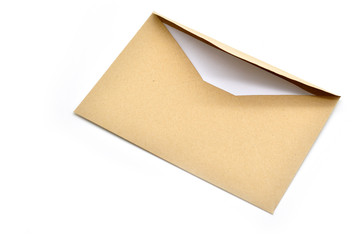 Opened brown envelope with paper