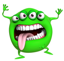3d cartoon green monster