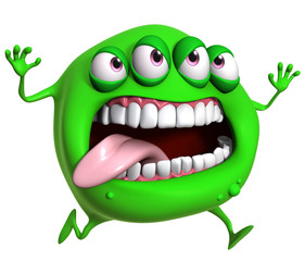 3d cartoon green monster
