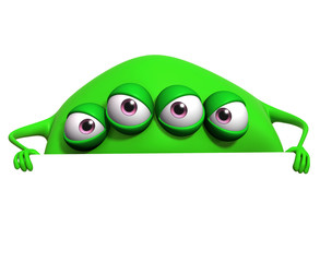 3d cartoon green monster