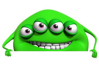 3d cartoon green monster