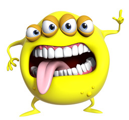 3d cartoon yellow monster