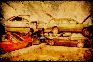 Deurstickers Vintage Poster Retro poster - autokerkhof