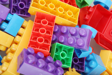 color childish blocks to the building