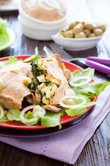 nutritious pie with eggs and spinach
