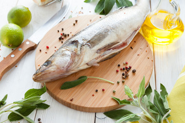 process of preparing raw fish, walleye