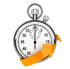 Stopwatch with orange arrow