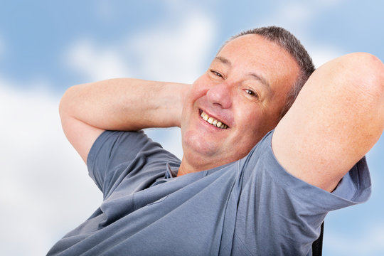 Man leans back