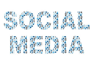 Social media word in icon pattern set