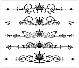 Vector set. Victorian Scrolls and crown. Decorative elements