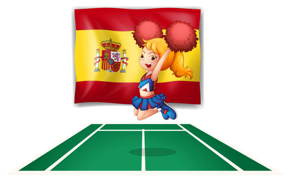 The flag of Spain and the cheerdancer