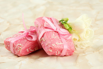 Natural handmade soap, on beige background