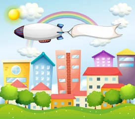 Rolgordijnen Een vliegtuig en de lege banner © GraphicsRF