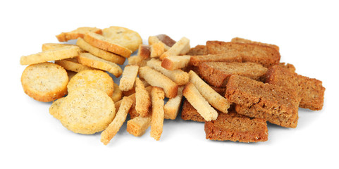 Different kinds of crackers, isolated on white