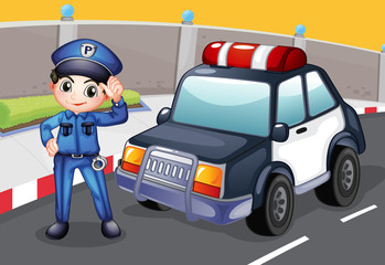 An officer and his patrol car