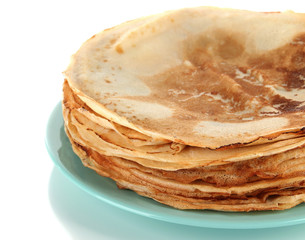 Pancake on plate isolated on white