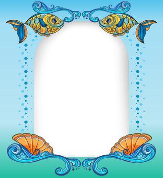 An empty template with the sea creatures