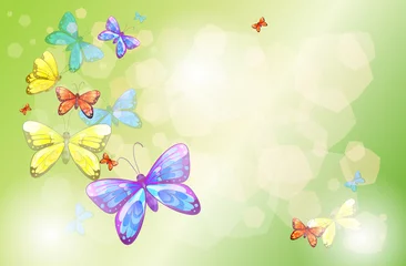 Fotobehang Een briefpapier met kleurrijke vlinders © GraphicsRF