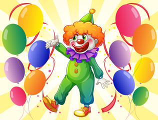 Obraz na płótnie Canvas Clown w środku balonów