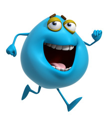 3d cartoon cute blue monster