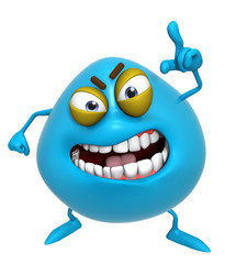 3d cartoon cute blue monster