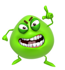 3d cartoon cute green monster