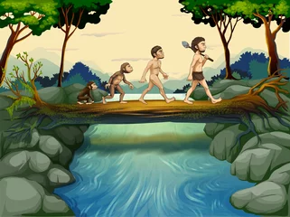 Wall murals River, lake The evolution of man at the river