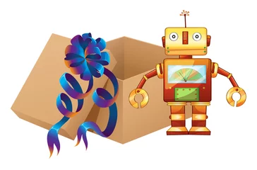 Poster Een robot en een doos © GraphicsRF