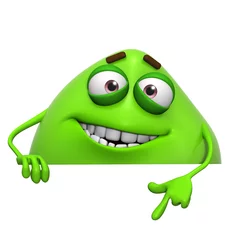 Fototapete Süße Monster 3D Cartoon süßes grünes Monster