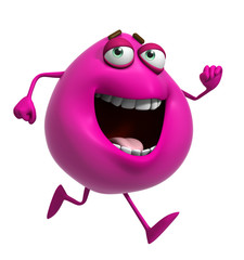 3d cartoon cute pink monster