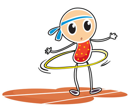 A sketch of a young girl with a hula hoop