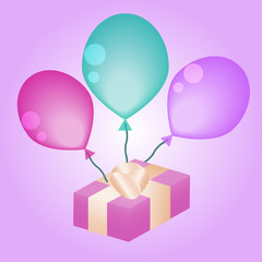 Gift box with balloons