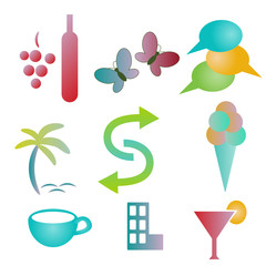Set of various colored icons