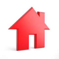 3d red home icon