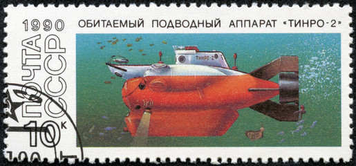 stamp shows the Russian built Tinro-2 submarine