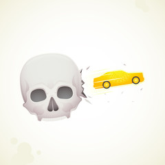 car crashes out of the skull