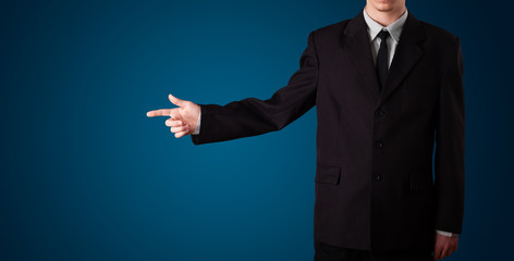 Businessman pressing imaginary button