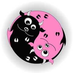 symbol yin yang with devils