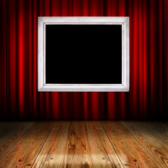 red curtain with vintage frame